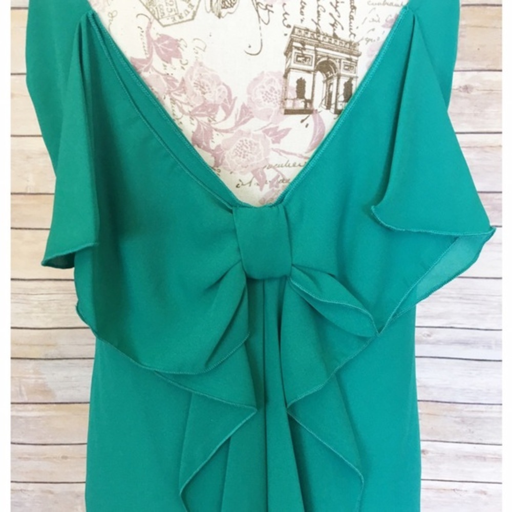 Jewel Green Dress w/ Bow Back